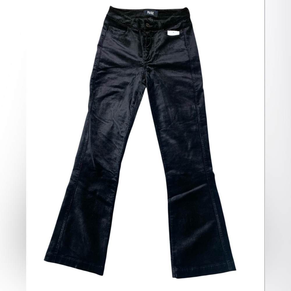 PAIGE Colette Black Velvet Crop Flare Pants NWT